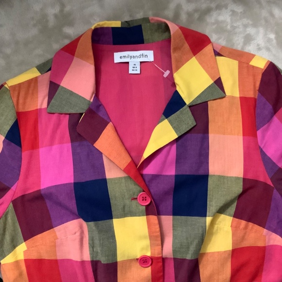 Emily and Fin Pink/Multicolored Button Down Dress Size US XS UK 8 EU 36 - Picture 5 of 13